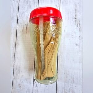 VINTAGE COCA COLA COKE Genuine Sport Bottle Plastic Cup Red Lid & Straw